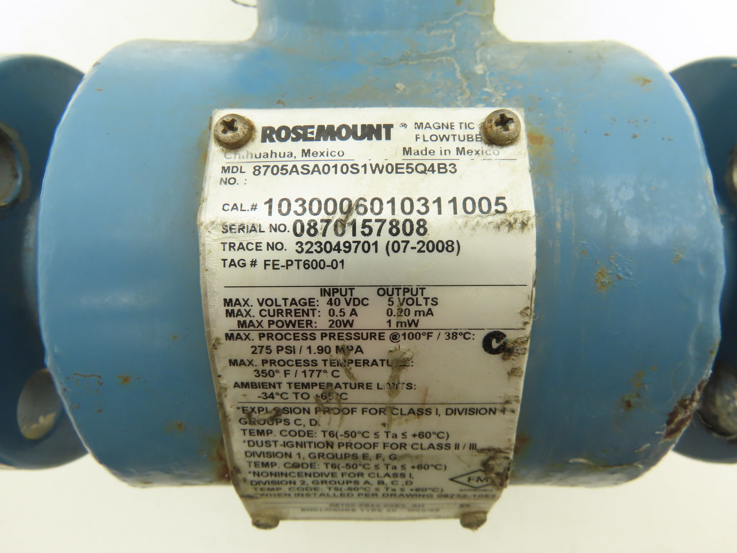 Rosemount 8705ASA010S1W0E5Q4B3 1" Flow Tube Meter Transmitter 8732EST1A1E5DA1M4
