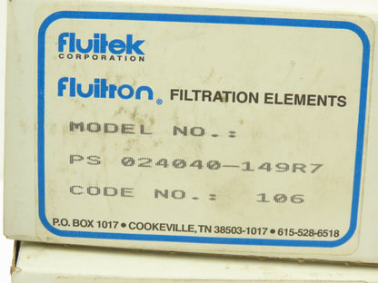 Fluitek PS 024040-149R7 Pneumatic Air Filter Element 1.5"ID 2.4"OD 4"L Lot of 7