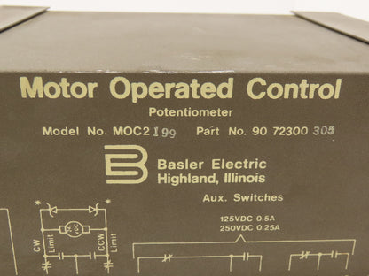 Basler Electric MOC2 199 Motor Operated Control 1KO 10W Potentiometer 125VAC/DC