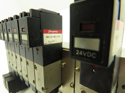 Humphrey H110M10A Pneumatic 10-Station Manifold HA110-4E1/4E2 Solenoid Valve 24V