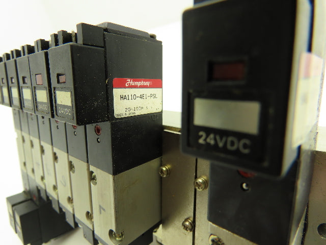 Humphrey H110M10A Pneumatic 10-Station Manifold HA110-4E1/4E2 Solenoid Valve 24V