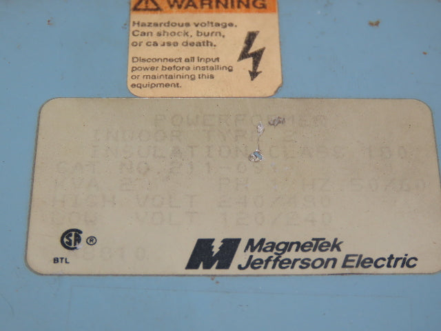 Magnetek 211-091 Powerformer 1-Phase Transformer 2kva 240/480V - 120/240V 1PH