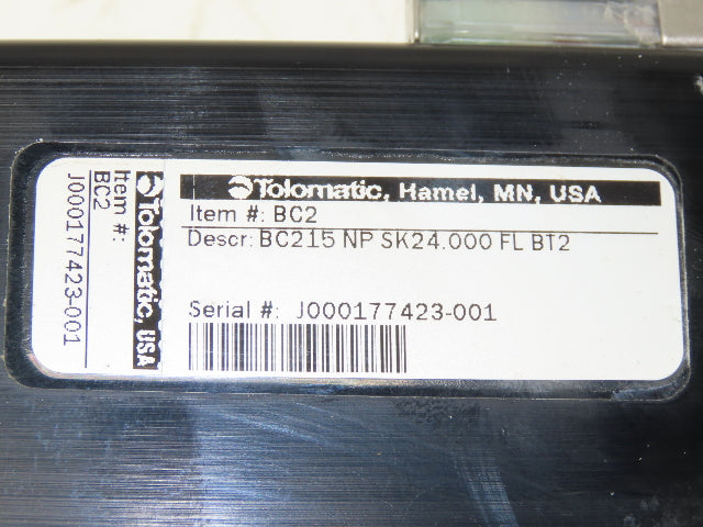 Tolomatic BC215 NP SK24.000 FL BT2 Pneumatic Band Cylinder Actuator 24" Stroke