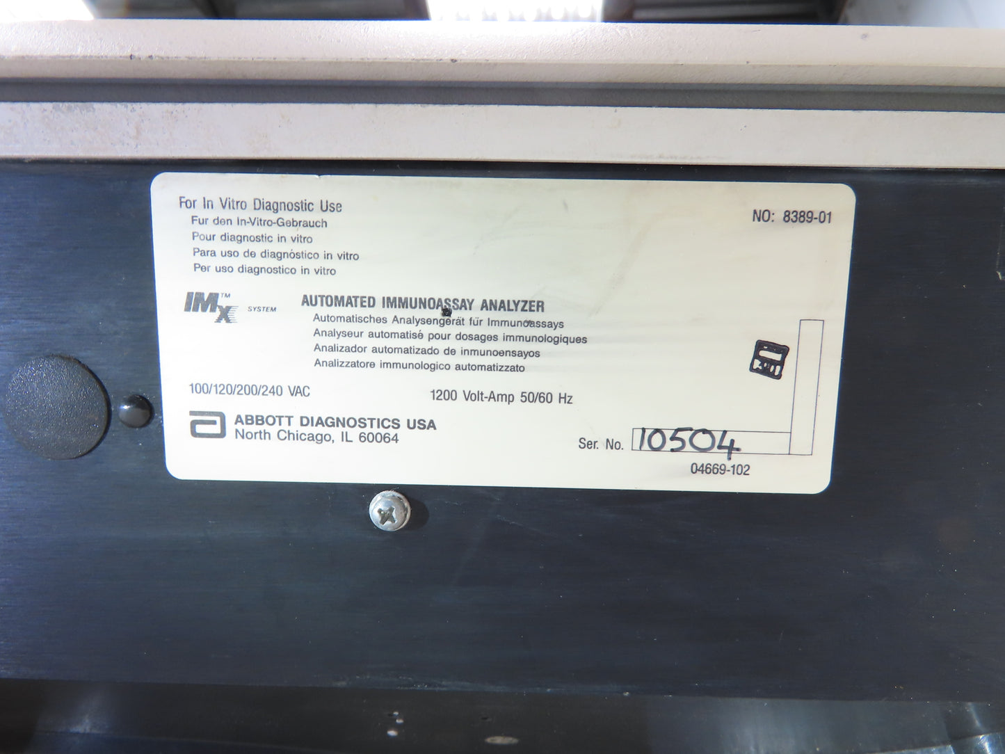 IMX 8389-01 Automated Immunoassay Analyzer for In Vitro Diagnostic Use