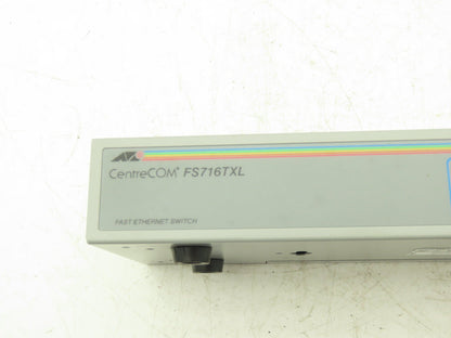 Allied Telesis FS716TXL Fast Ethernet Switch CentreCOM 16 Port 100-240VAC 0.4A
