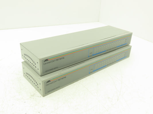 AT FS716TXL Fast Ethernet Switch CentreCOM 16 Port 100-240VAC 0.4A Lot of 2