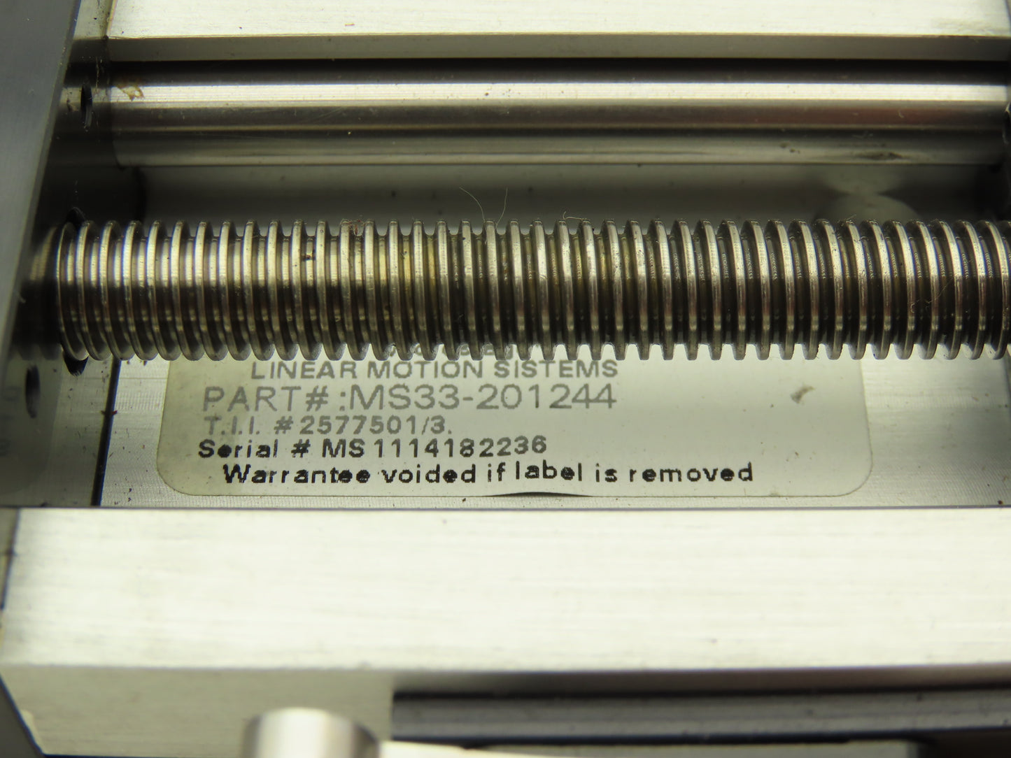 Thomson MS33-201244 Ball Screw Linear Actuator 13-9/16" Stroke 5/80" Per Rev