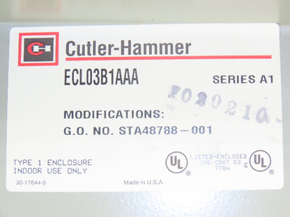 Cuttler Hammer ECL03B1AAA Lighting Contactor Electrical Enclosure No Contactors