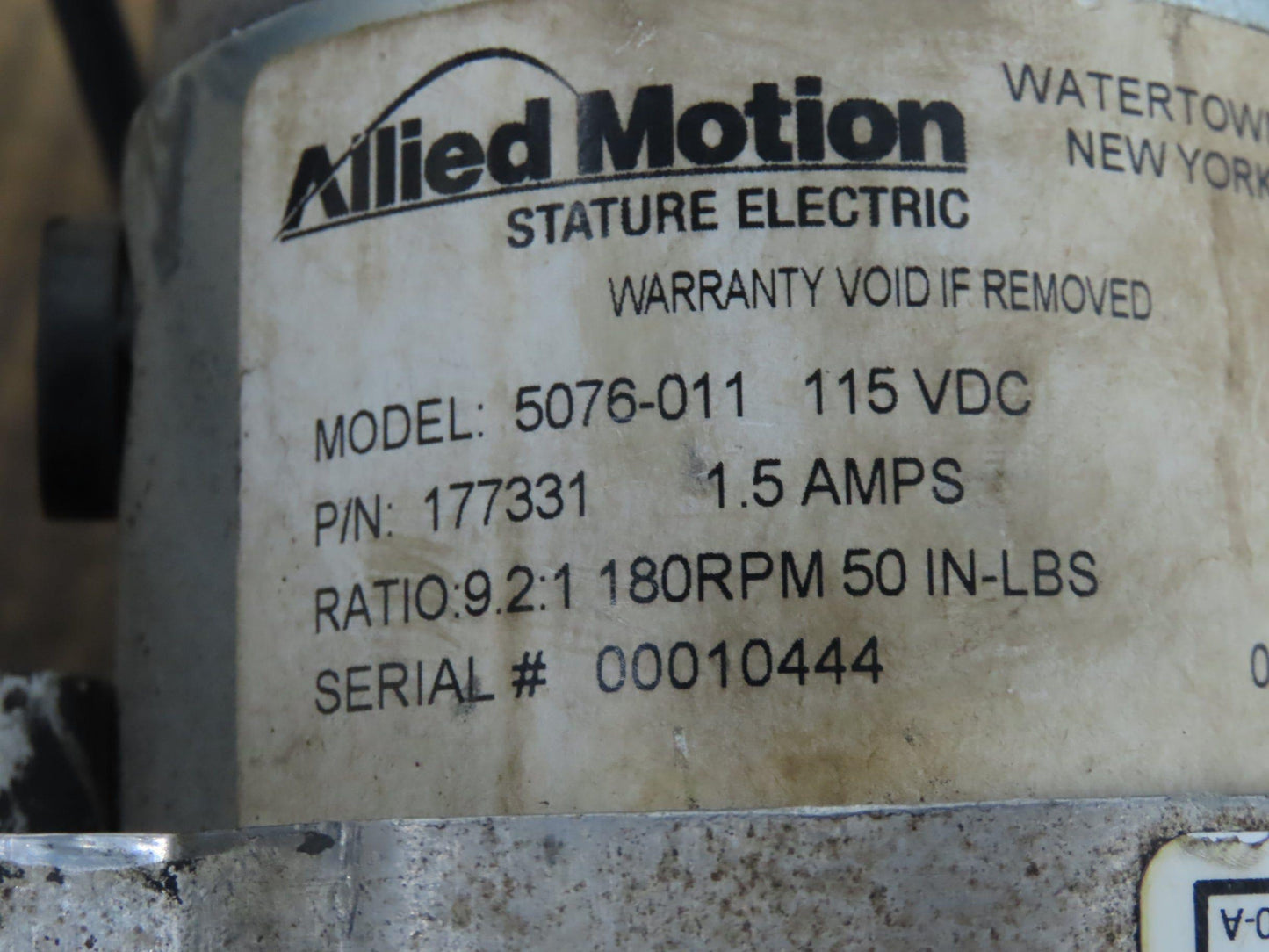 Miller/Allied Motion 177331 Stature Electric Wire Motor & Feeder AMD-115G 115VDC