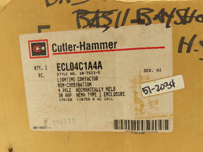 Cuttler Hammer 6710C54G31 ECL04C1A4A Lighting Contactor Electrical Enclosure