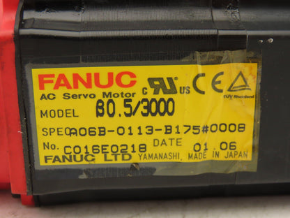Fanuc A06B-0113-B175 AC Servo Motor 0.2kw 3000RPM Encoder A20B-8001-0560