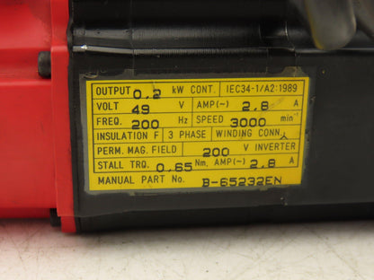 Fanuc A06B-0113-B175 AC Servo Motor 0.2kw 3000RPM Encoder A20B-8001-0560