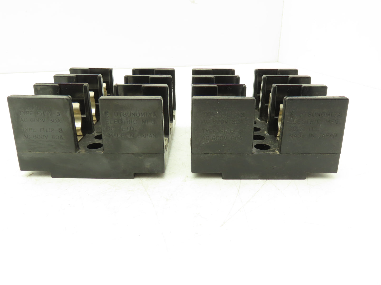 Utsunomiya Electric FHJ1-3 FHJ2-3 Fuse Holder 3-Pole 30A 60A 600V Lot of 2