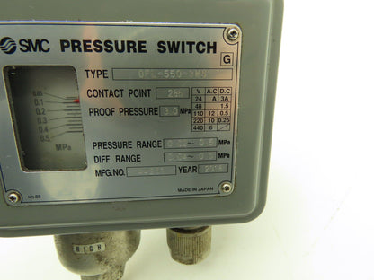 SMC OPL-550-3WS Differential Pressure Switch 0.02-0.5MPa
