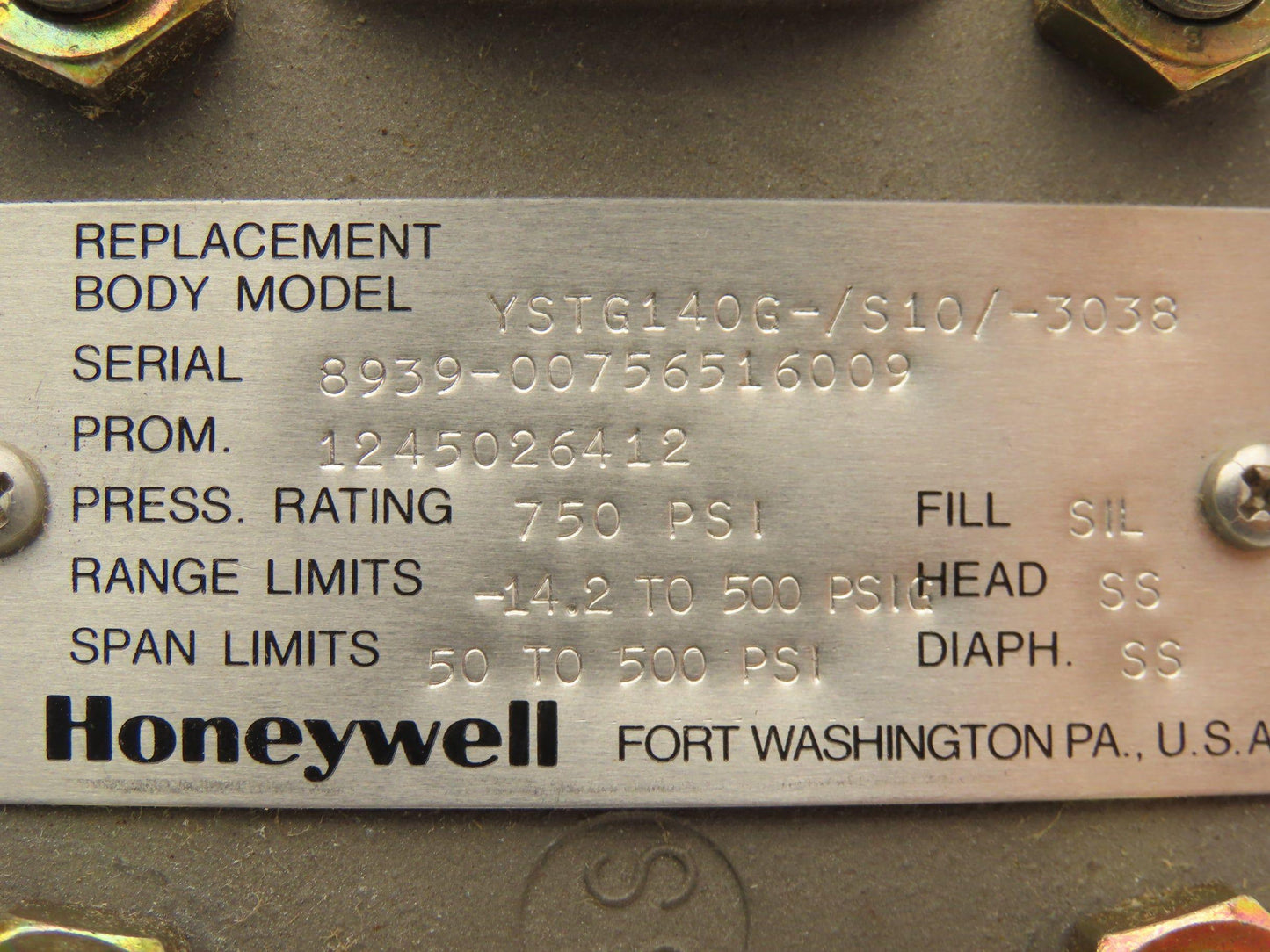 Honeywell ST3000 Smart Pressure Transmitter 750psi