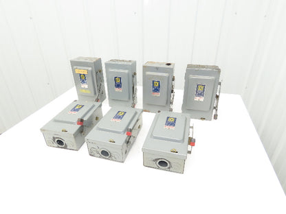 Square D HU-361-E1 Safety Disconnect Switch 30A 600V Non Fused Mixed Lot of 7