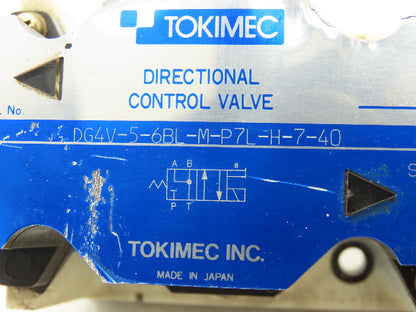Tokimec DG4V-5-6BL-M-P7L-H-7-40 Hydraulic Directional Solenoid Valve 24VDC