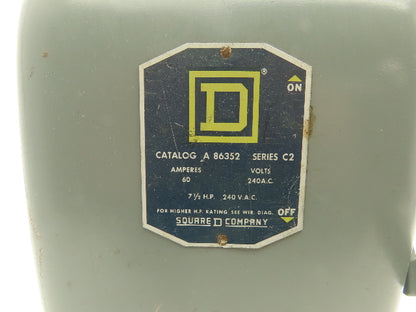 Square D A86352 Safety Disconnect Switch 60A 240VAC 7-1/2HP Fused 3 Pole