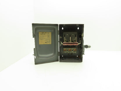 Square D A86352 Safety Disconnect Switch 60A 240VAC 7-1/2HP Fused 3 Pole