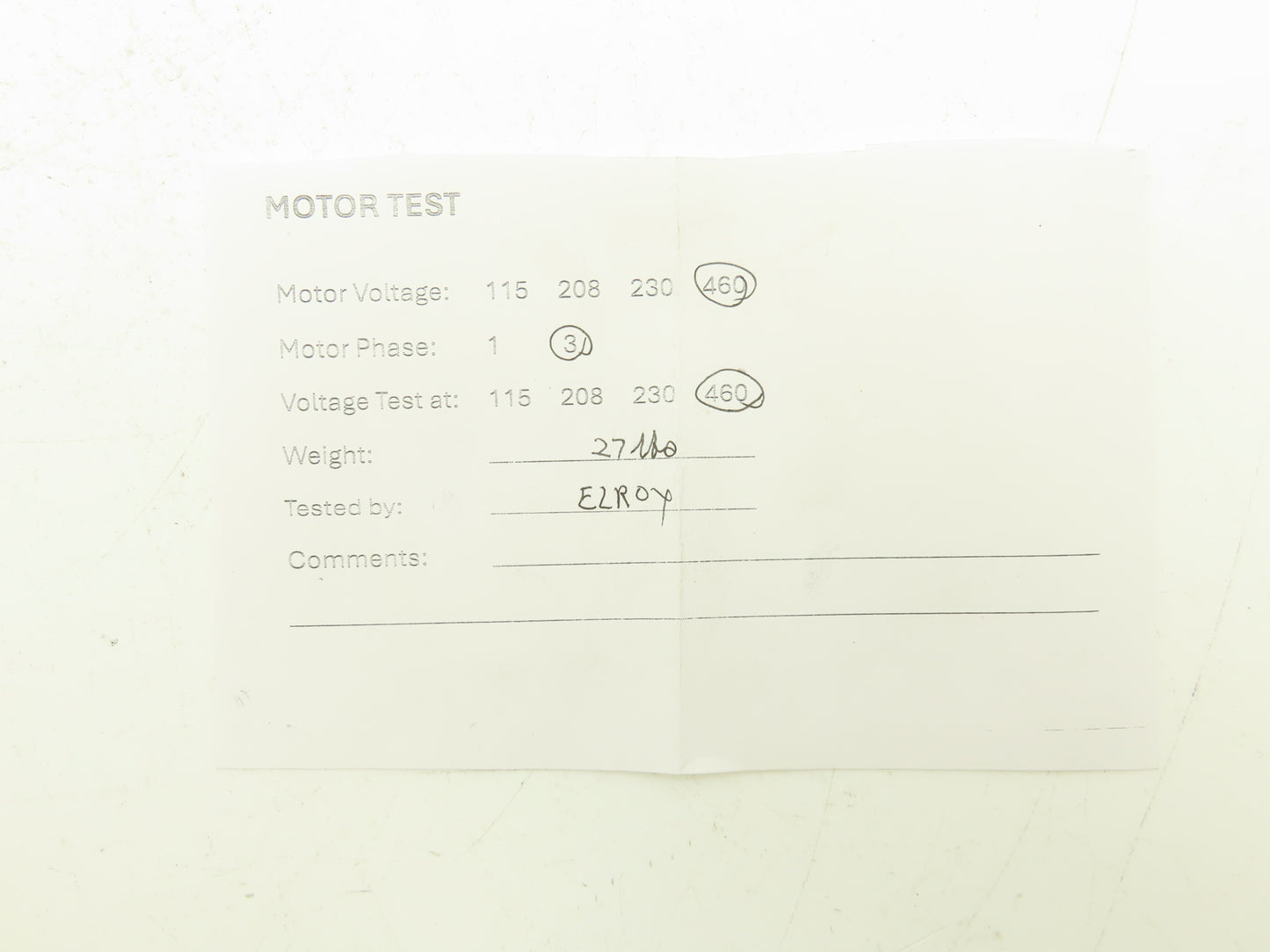 Doerr Electric AC Motor .5Hp 575-1725rpm 460V 3PH H56C 30 Min Duty Rating