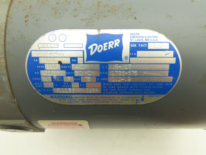 Doerr Electric AC Motor .5Hp 575-1725rpm 460V 3PH H56C 30 Min Duty Rating