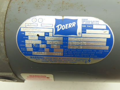 Doerr Electric AC Motor .5Hp 575-1725rpm 460V 3PH H56C 30 Min Duty Rating