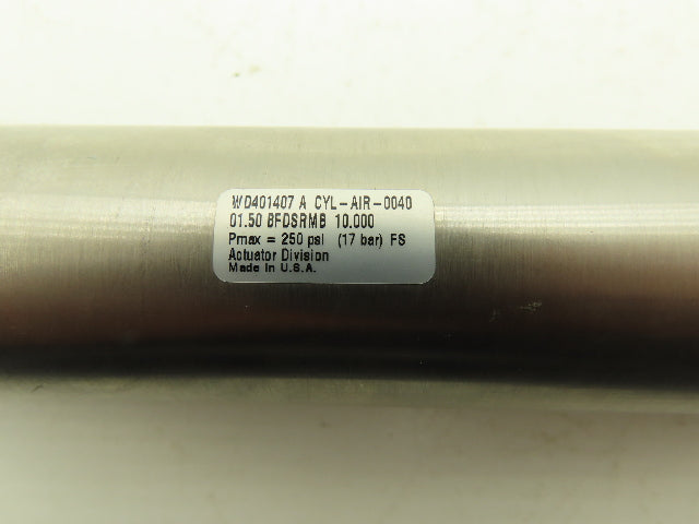 Parker WD41407 Pneumatic Air Cylinder 1.5" Bore 10" Stroke 250psi