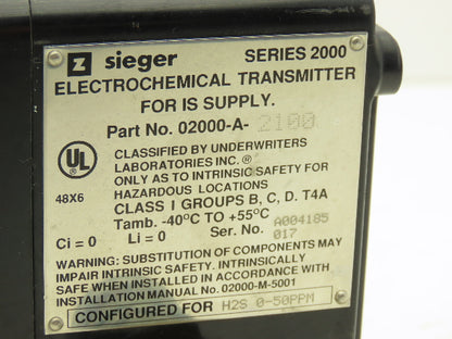 Sieger 02000-A-2100 Electrochemical Transmitter Series 2000