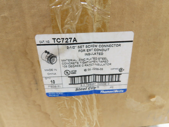 TC727A Steel City 2-1/2" EMT Conduit Box Adaptor Connector Insulated Lot of 10