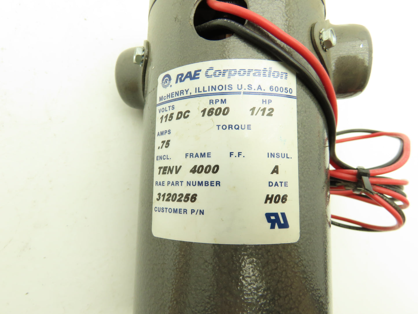 RAE 3120256 DC Gearmotor 115V 1/12Hp 1/2" Shaft