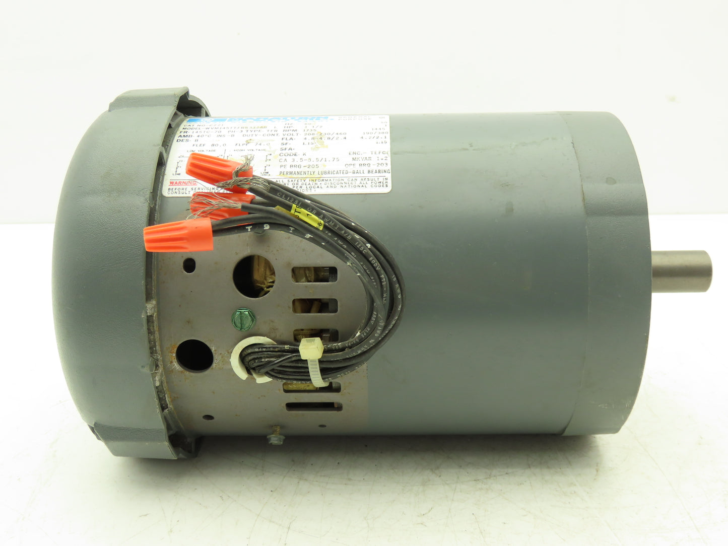 Marathon Electric C221 AC Motor 1-1/2Hp 1735rpm 208-230v 3ph 145TC TEFC
