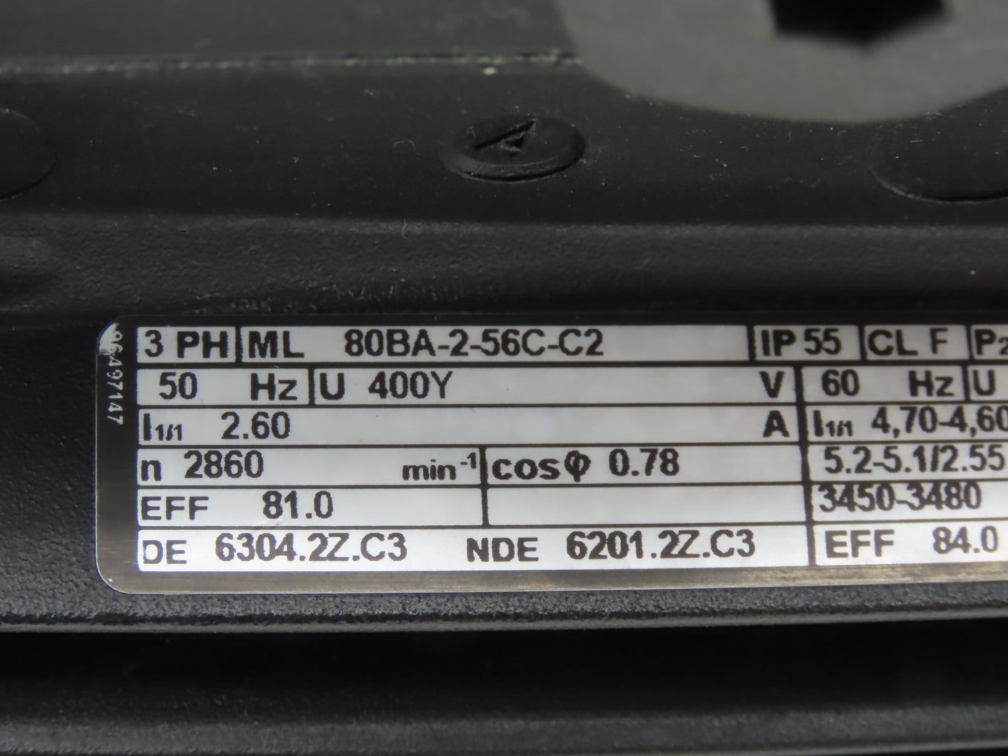 Grundfos 80BA-2-56C-C2 AC Motor 1.5Hp 3450rpm 208-230v 3ph 56C TEFC