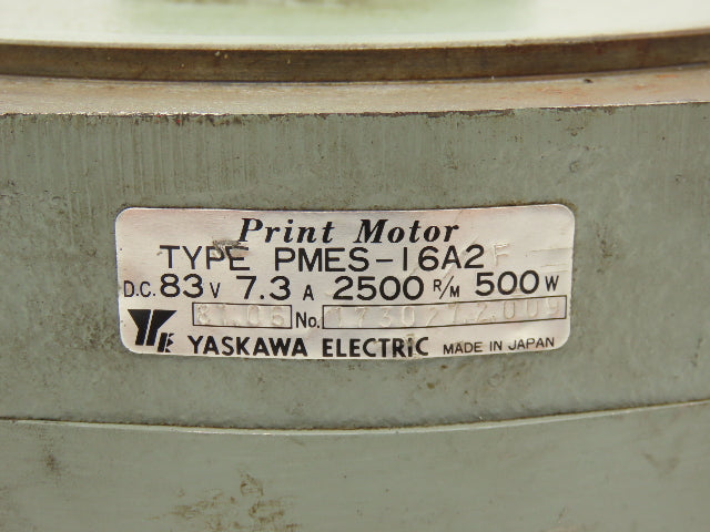 Yaskawa PMES-16A2 DC Print Motor w/ Feedback Unit 500w 2500rpm 83vdc