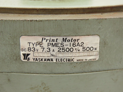 Yaskawa PMES-16A2 DC Print Motor w/ Feedback Unit 500w 2500rpm 83vdc