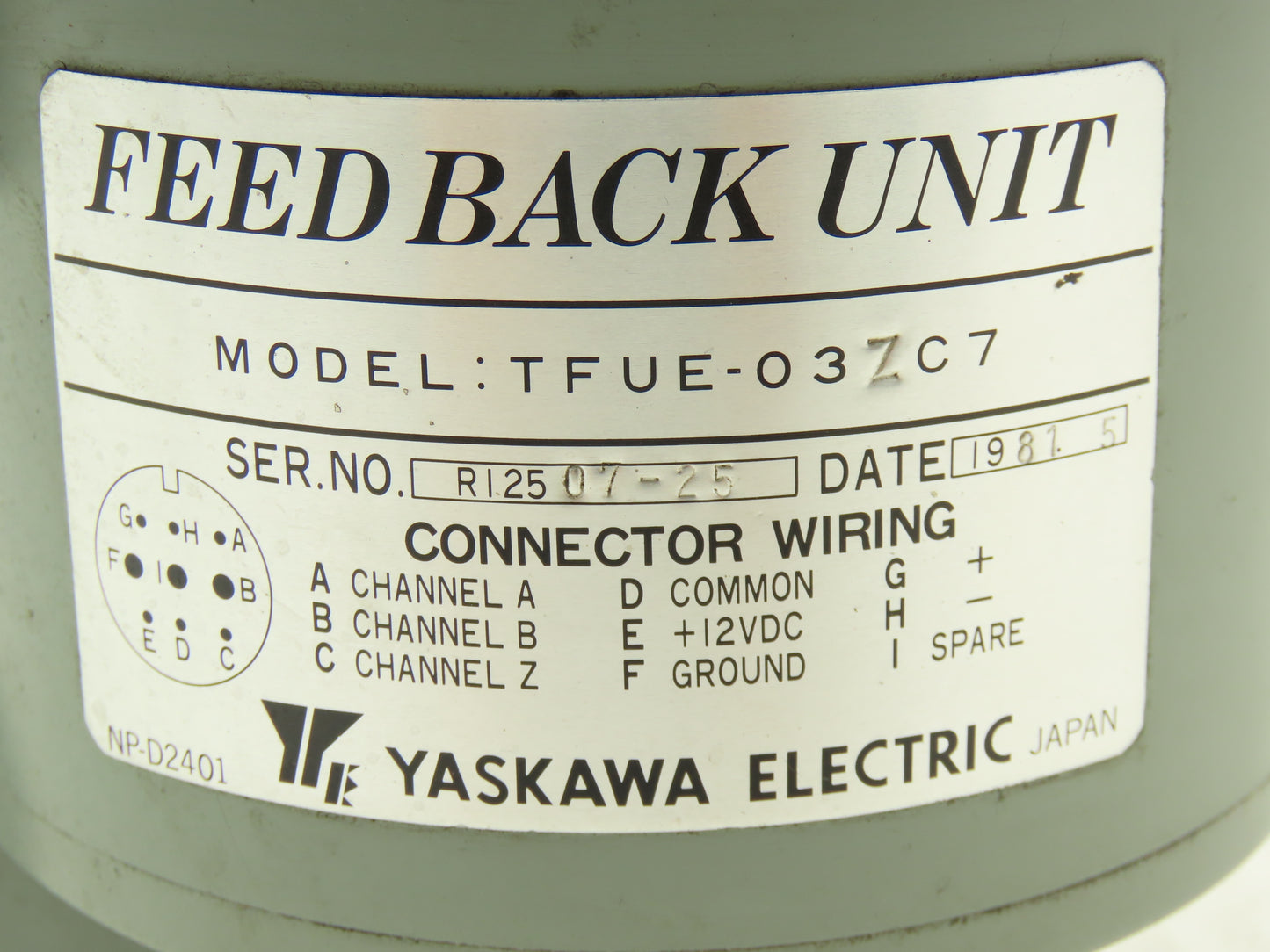 Yaskawa PMES-16A2 DC Print Motor w/ Feedback Unit 500w 2500rpm 83vdc