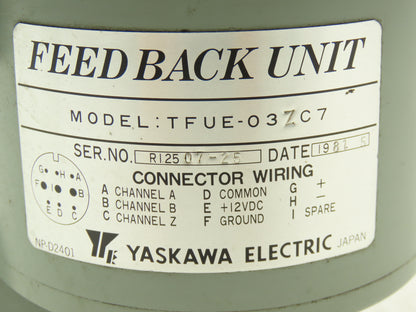 Yaskawa PMES-16A2 DC Print Motor w/ Feedback Unit 500w 2500rpm 83vdc