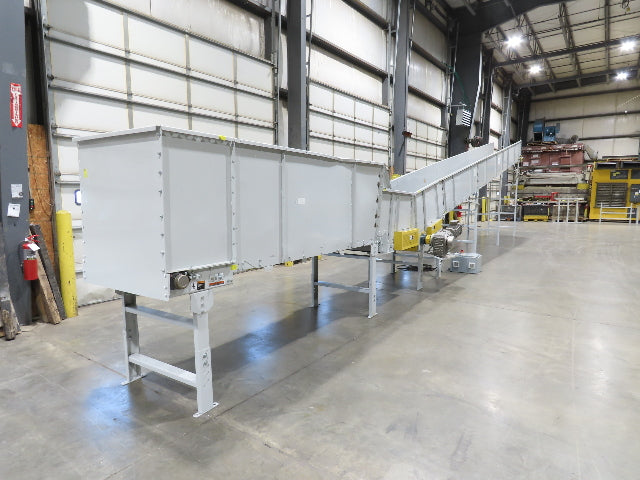 Hytrol HSSHD 37"x 50' Incline Belt Conveyor 7.5Hp 3PH Center Drive 114fpm 9' 5"H