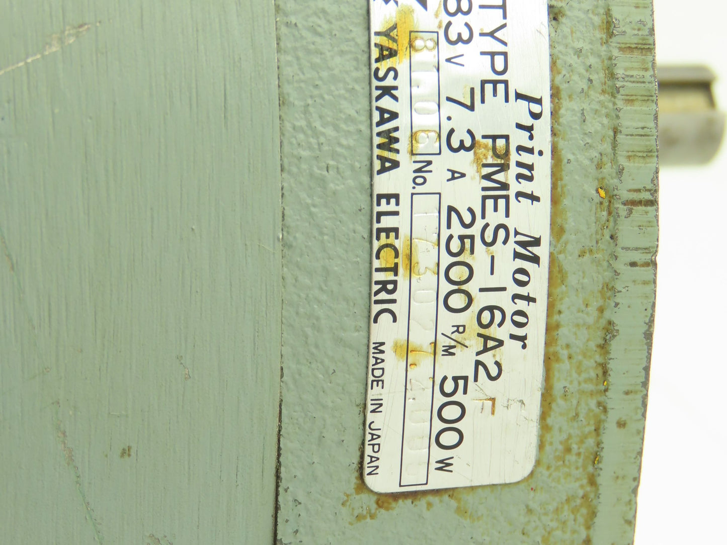 Yaskawa PMES-16A2 DC Print Motor w/ Feedback Unit 500w 2500rpm 83vdc