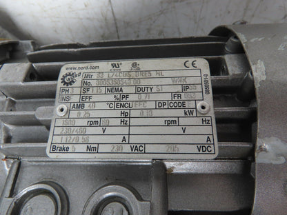 Nord 0282NB/VZ-63 L/4 CUS BRE5 HL Gearmotor 9.64:1 Reducer 174rpm 230/460vac 3ph