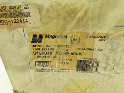 Magnetek S100048TAC5M-500K Sodium Magnetic Light Ballast 1000W S52 Lamp 480V