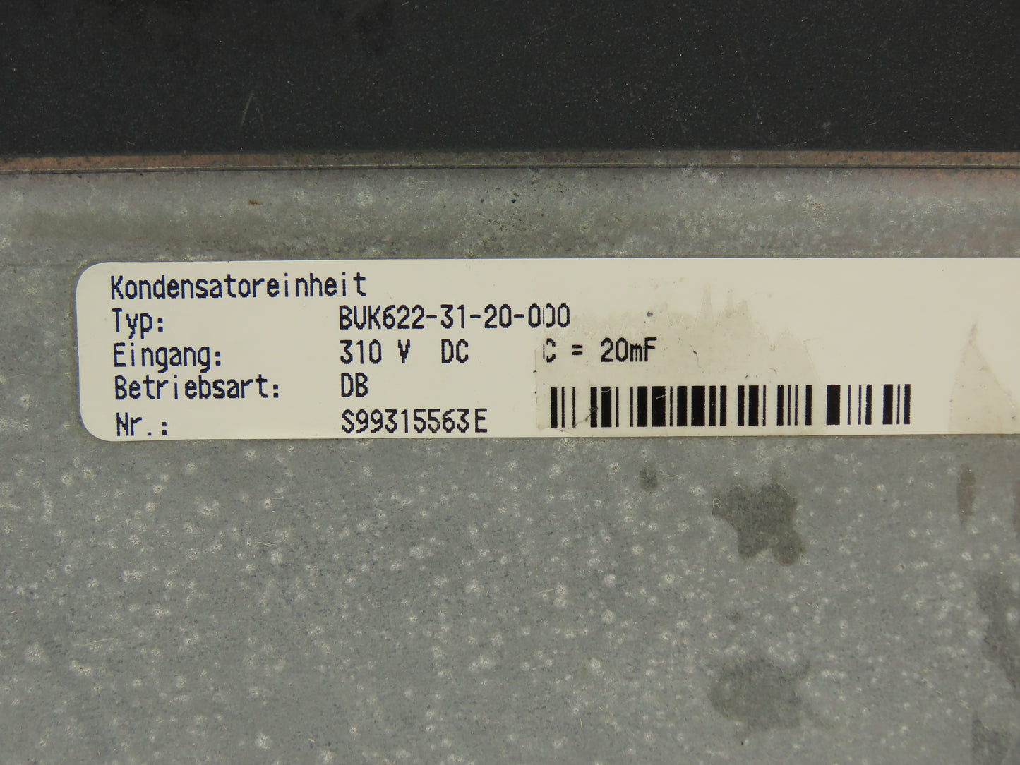 Baumuller BUK622-31-20 4 Capacitor Unit 20mF 310vdc