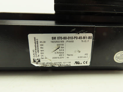Elau SM 070-60-010-P0-45-M1-B0 AC Servo Motor 6000rpm 400V 6A 1.1Nm 000100 HW