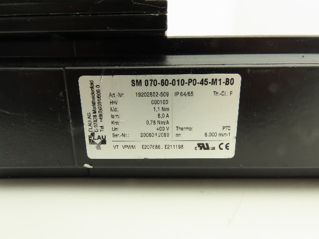 Elau SM 070-60-010-P0-45-M1-B0 AC Servo Motor 6000rpm 400V 6A 1.1Nm 000100 HW