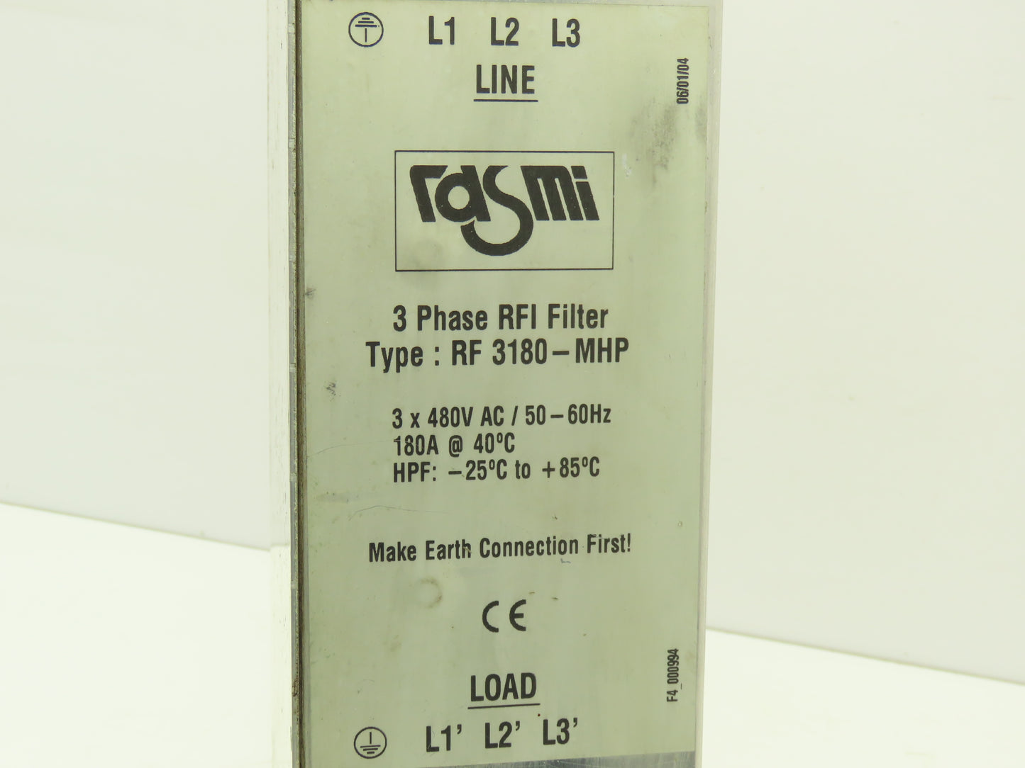 Rasmi RF 3180-MHP RFI Power Line Filter 180A 480v 3ph