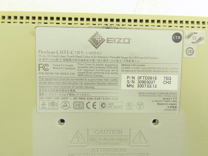 Eizo L353T-C FlexScan Touch Panel 15" Display 120/240VAC VGA DVI USB 1024x768