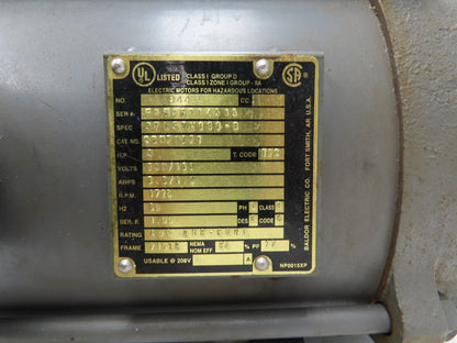 Baldor CBM7027T Brake Motor 3Hp 1725rpm 230/460V 3PH 215TC Hazardous Location