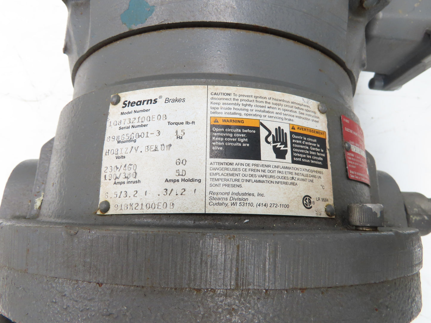 Baldor CBM7027T Brake Motor 3Hp 1725rpm 230/460V 3PH 215TC Hazardous Location