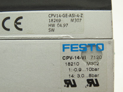 Festo CPV14-GE-ASI-4-Z Pneumatic 4-Station Solenoid Valve Manifold 161360 24VDC