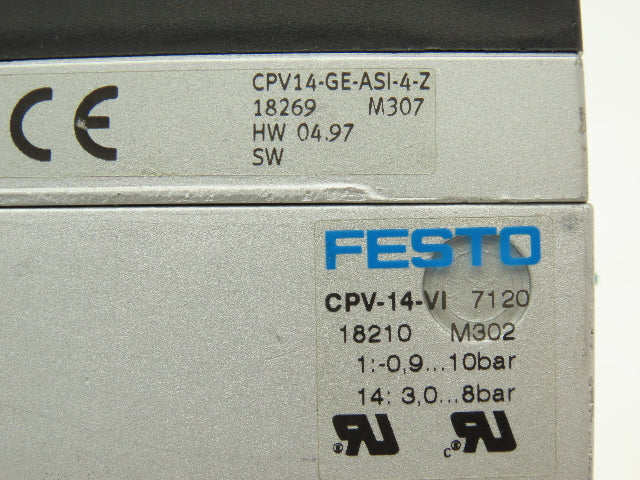 Festo CPV14-GE-ASI-4-Z Pneumatic 4-Station Solenoid Valve Manifold 161360 24VDC