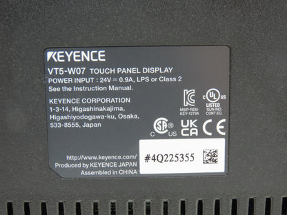 Keyence VT5-W07 Touch Panel Display Interface PLC 24V